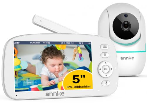 tivonas CV50 Babyphone mit Kamera ohne WLAN, App oder Cloud, 5 Zoll HD Display, 360° PTZ Kamera, 5000mAh Akku, 940nm Nachtsicht, Zwei-Wege-Audio, VOX Modus, Sichere FHSS Verbindung