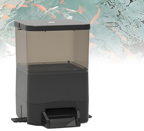 Electric Fish Food Dispenser, 10L Solar Automatic Fish Feeder Automatic Pond Fish Food Dispenser With Timer For Goldfish, Turtle For Vacation, Weekend Or Daily Use(Black)