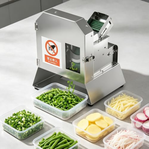 RUODATONLY Taglia Verdure Elettrico Professionale in Acciaio Inox, Regolabili Spessore 1,5–35mm, Motore Rame Puro, Produzione 180kg/h, per ristoranti Mense Scolastiche
