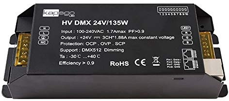 KapegoLED Netzgerät HV DMX 24 V, 135 W, spannungskonstant, dimmbar: DMX512, 100-240 V AC, 50-60Hz 843275