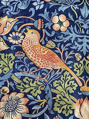 Jansons Direct Linens Strawberry Thief Navy Blue 100% Cotton Four Pack Napkins 43cm x 43cm William Morris Gallery