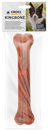 Croci King Bone – Hundeknochen mit Speckgeschmack, Kaubelohnungssnack für Hunde aus natürlichem Rindsleder, Zahnstäbchen zur Zahnreinigung, 18 cm – 130 g