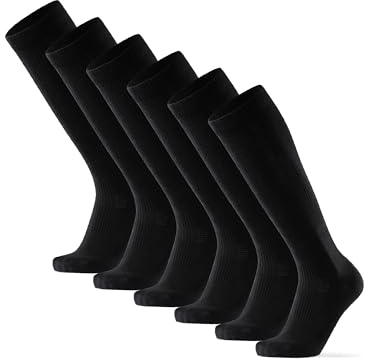 DANISH ENDURANCE 1 o 3 Calcetines de Compresión Algodón Orgánico, Mujer y Hombre, Deporte, Recuperación, 3 x Negro, 35-38