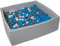 Velinda Bällebad Ballpool Kugelbad Bällchenbad Kinder-Pool mit 900 Bällen/120x120cm (Farbe der Bälle: weiß, blau, grau)