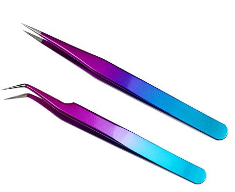 Artlalic Pince à épiler droite courbée pour nail art - Outil de maquillage pour cils incarnés