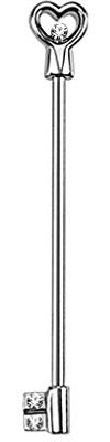 Paula & Fritz® Industrial Stab Piercing Straight Barbell Hantel Schlüssel Zirkonia Clear pink Aqua Ohr Brustwarze Edelstahl Chirurgenstahl 316L BI08-1438_C
