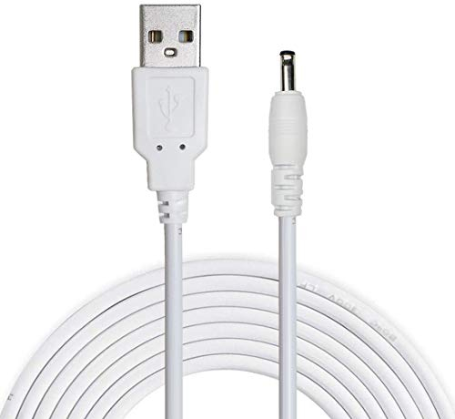 Liwinting 1.5m/4.92ft USB a DC 5V Cable 3.5 mm x 1.35 mm USB to DC Barrel Jack Cable de Alimentación Conector, Computadora, Monitores, Luces LED, Pequeños Dispositivos Electrónicos, Etc. - Blanco