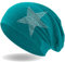 Hatstar Klassische Strass Stern Steine Jersey Slouch Long Beanie Mütze, leicht und weich für Damen und Mädchen (Petrol)