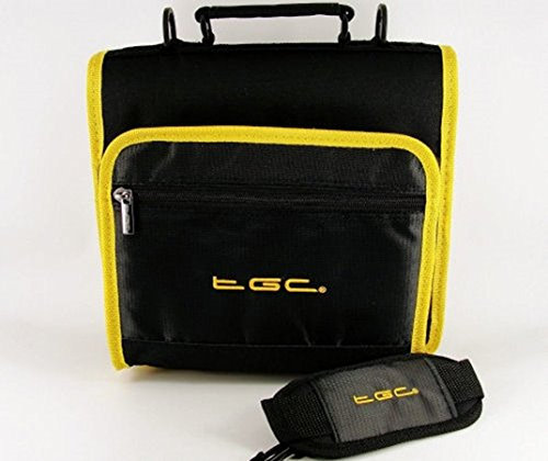 DBPOWER 9 9.5 10 10.5 Inch Portable DVD Player Shoulder Carry Case Bag by TGC ® (Jet Black With Yellow Trims)