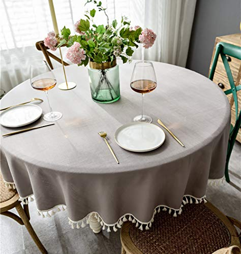 Naturer Gartentischdecke Tischdecke - wetterfest und rutschfest für Garten, Balkon und Camping Rund 180 cm Grau