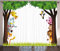 ABAKUHAUS Kindergarten Rustikaler Vorhang, Bäume Freundlich Jungle, Wohnzimmer Universalband Gardinen mit Schlaufen und Haken, 280 x 260 cm, Grün Braun