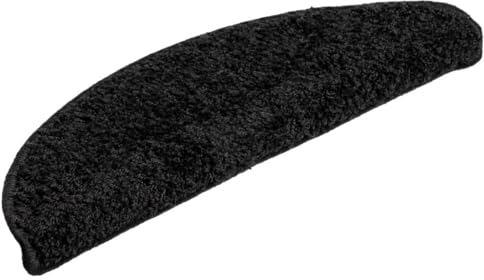 vidaXL 15x Treppenmatte Stufenmatte Stufenschoner Treppenschoner Treppenteppich Treppenschutz Matte Matten Teppich Halbrund rutschfest Schwarz 56x17x3 cm
