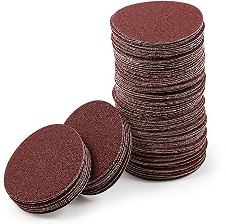 LEONTOOL 2 Inch Hook and Loop Sanding Discs 100 Grit 100Pcs Sandpaper Discs for Random Orbital Sander Pads Grinding Polishing Metal Wood Rubber Leather Plastic Stone Glass