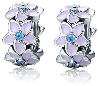 Flower Bead Charm 925 Sterling Silver Charms Spacer Charms Stopper Charms for Bracelets Safety Chain Charms to fit Pandora Bracelet