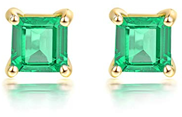 Daesar Ohrstecker 750 Gold, 4-Steg-Krappenfassung mit 0.7ct Smaragd Damen Ohrringe Hochzeit Echt Schmuck