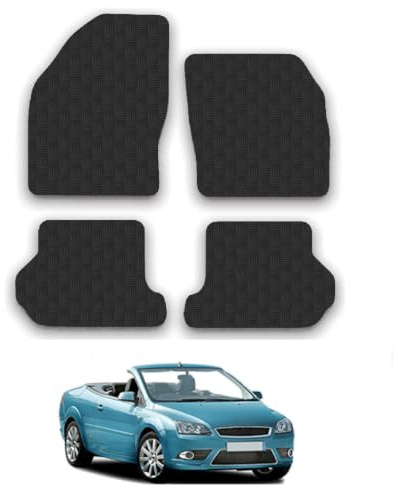 Ford Focus (2007-2011) [Convertible] 3mm Rubber Car Mats | Tailored Fit Durable Floor Mats Full Coverage Protection Waterproof Accessories Easy Clean Anti Slip Made in the UK