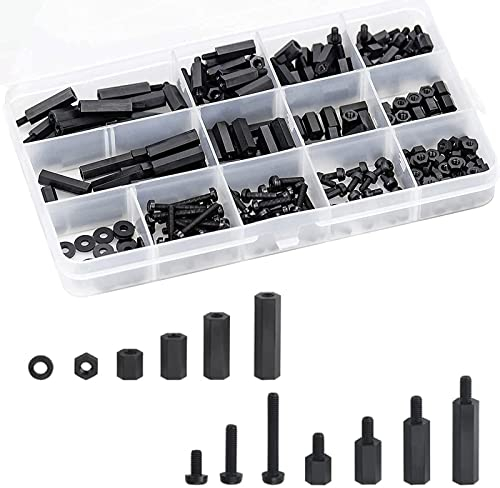 Cosswe Nylon Schrauben Set, 260 Stück, M3, Sechskant, Kunststoff, Nylon, Elektronik-Montagezubehör, Befestigungsset