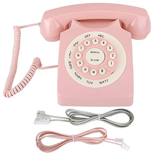 Téléphone Filaire Antique Téléphone Vintage Appel Haute définition Téléphone Filaire de qualité pour Le Bureau à Domicile Rose