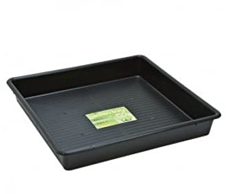 Weedness Macetero 100 x 100 x 12 cm, color negro, bandeja de plástico para plantas, rectangular, para jardín, maceta, plástico