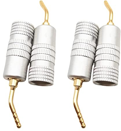WANGCL 4 Pack Gold Plated 2mm Banana Plug Screw Type Audio Speaker Pin Plugs Cable Connector Adapter