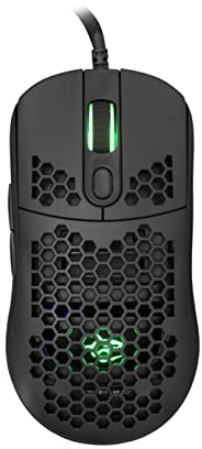 White Shark, Galahad Black, Mouse da Gaming con Cavo USB, Mouse Ottico per PC Gaming con Pulsante per Attivare i LED Sotto il Mouse, 6 Pulsanti Programmabili, Compatibile con Windows e MacOS, Nero