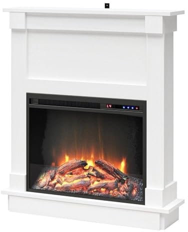Ameriwood Home Ellsworth Fireplace with Fireplace, White