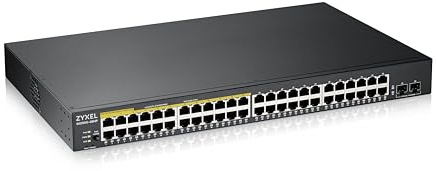 Zyxel 48 Port Network Ethernet Switch | Smart Managed PoE+ | GS1900-48HPV2 | 24x PoE+ with 170W Budget + 24x GbE + 2x SFP Ports, Smart-Fan, VLAN, QoS, IGMP Snooping, Rack Mount Kit Included