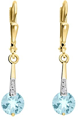 My Gold Blautopas Ohrhänger Ohrringe Gold 333 Gelbgold (8 Karat) Mit Zirkonia Hängend Hänger 30mm x 6mm Kaydence O-07566-G301