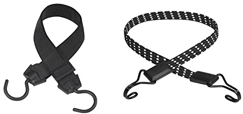 Master Lock 3245EURDAT Tendeur Plat avec Crochet XL Pivotant [120 cm d'Elastique] [Crochet XL Pivotant] - Idéal pour Le Transport de Charges & 3229EURDAT Tendeur Plat avec Crochet [80 cm d'Elastique]