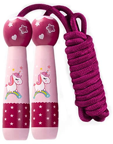 Springseil Kinder, Springseil Mädchen, Corde à sauter réglable pour enfant mit Holzgriff, Speed Jump Rope, Einstellbar Baumwolle Seilspringen Ideal für Fitness Training für Mädchen Junge (C)