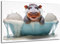 DARO Design - Toiletten-Bild auf 6mm HDF 84x56 cm Baby Nilpferd Hippo in der Badewanne - Wand-Deko Bilder Lustiges Geschenk