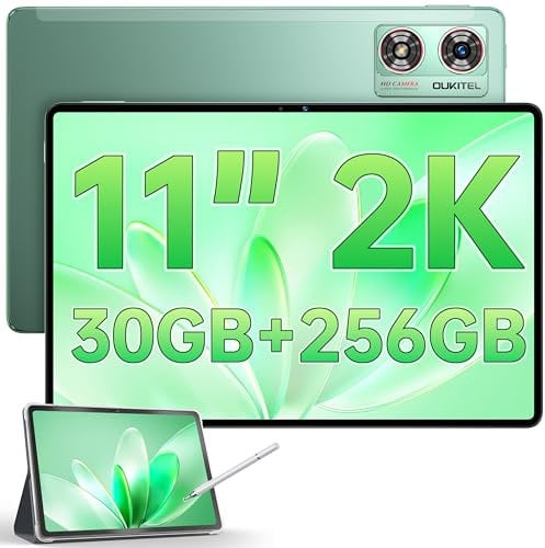 OUKITEL OT8 Tablet 11 Inch - 30GB RAM 256GB ROM Android 13 Tablets 8800mAh, Octa-Core Gaming Tablet With Pen, 13MP+8MP Camera,Speaker*4 | TÜV | GPS | OTG | 2K Screen | TF 1TB, Green