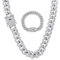 VIRHWOEA Iced Out Kette für Herren Silber Cuban Link Choker Halskette Armband Set 12 mm Diamond Plattenkette Ketten für Herren Diamantkette Bling Hip Hop Schmuck Männer Frauen