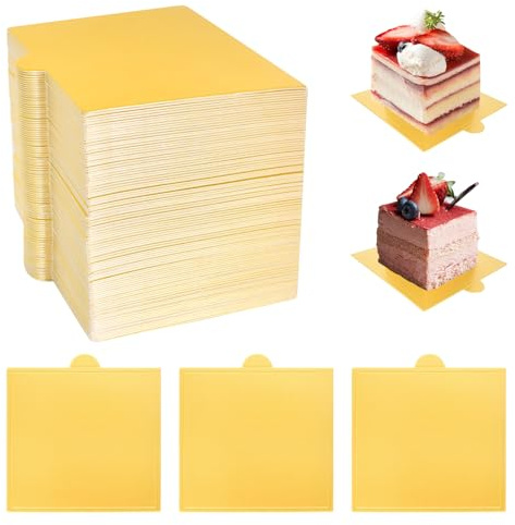 Cleminsta 100 Pezzi Cake Boards, Mini Cake Boards 90cm, Vassoio per Torta Quadrato, Base da Torta Vassoi in Cartone Dessert per Torte e Dolci Base da Torta per Matrimoni, Feste di Compleanno