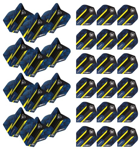 WINMAU Prism Alpha Blue & Yellow Hexagon Extra Thick Dart Flights, 10 Sets pro Packung (30 Dart-Flights insgesamt)