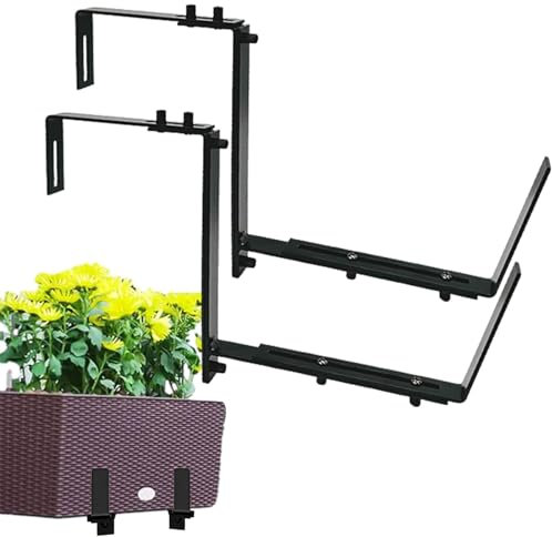 Soportes para jardineras de ventana, soportes para jardineras, soporte ajustable para macetas, 2 unidades, robusto soporte para plantas de balcón, para exterior, cenador, terraza,