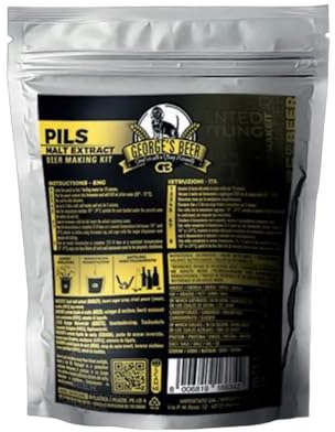 Beer & Wine - Kit Fermentazione George's Beer 5l - Birra Artigianale Fatta in Casa - Kit Malto Fermentazione - Kit per Produzione di Birra - Idea Regalo (Malto Pils)