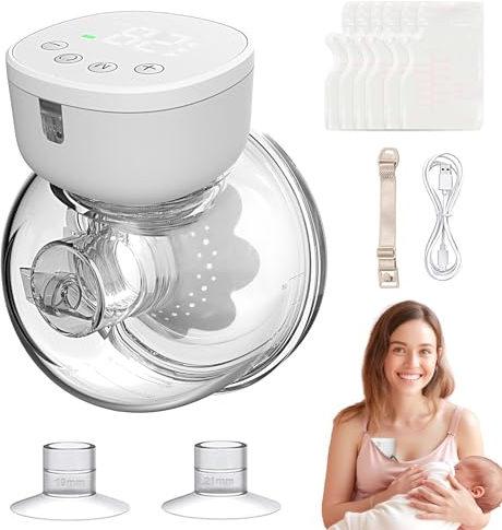 Wearable Breast Pump Hands Free: Electric Breastfeeding Pump with Massage Leak-Proof 3 Models 9 Levels Adjustable Suction, Low Noise Painless Pumps with 19/21/24mm Flanges