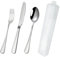 VANRA 1 Set of 4 Pieces Stainless Steel Camping Cutlery Set with Case - Fork, Spoon, Knife, Travel Case - Reusable, Portable, Minimalist - Silver