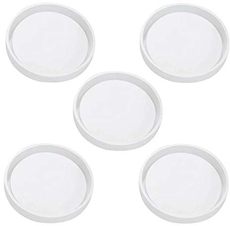 Jemcgrl Paquet de 5 Moules en Silicone à Gros Dessous de Verre, DiamèTre 3,15 Pouces / 8 Cm, Moules pour CouléE avec RéSine, Ciment