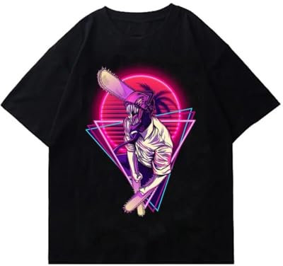 Japanese Manga Chainsaw Man T-Shirts Men T Shirts Streetwear Tee Shirt Clothes top Black 3XL