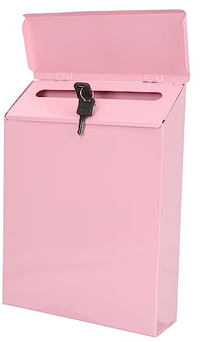 Outanaya Kasten Briefkasten mit Schließfach Posthalter für den Innenbereich Fänger Vorschlagsboxen Geld Postfach im Büro heim eine Armatur Zubehör für Wohnaccessoire Mail-Zubehör Eisen Rosa