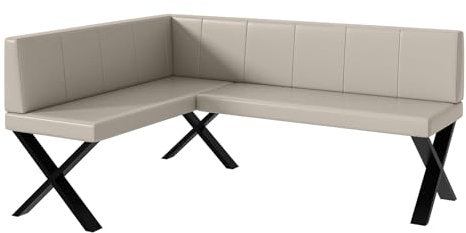 MEBLINI Eckbank für Esszimmer - Küchenbank - Essecke - Sitzecke Küche - Peter - X-Beine 128x168x87cm Links - Beige Kunstleder