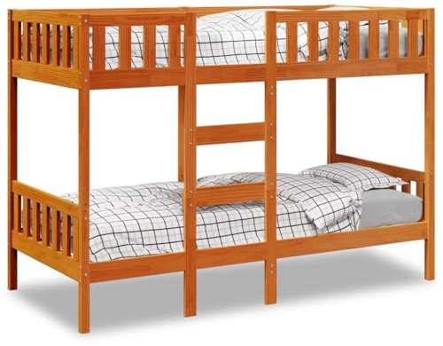 NQJIBUE Home Garden Etagenbett Wachs braun 80x200 cm Massivholz Kiefer