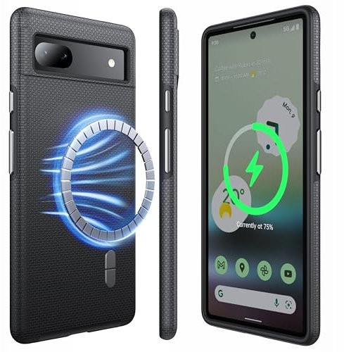 NJROW Strong Magnetic for Google Pixel 6a Case Compatible with MagSafe [2024 Upgraded] [Dual Layer Heavy Duty] [Military Shockproof] Rugged Outdoor for Google Pixel 6a Phone Case Slim, Black