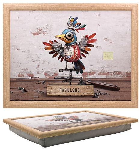 Lesser & Pavey Bug Art Scrap Bird Laptray With Bean Bag for Serving Dishes | Lovely Lap Trays for Eating on Lap for Dinner or Breatfast | Newly Designed Food Trays for Lap