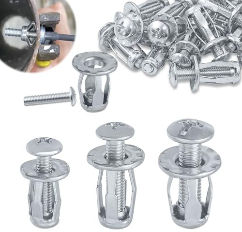 Hevysuo 45 Pezzi Dado a petalo M4 M5 M6,Jack per Vite a Petalo in Acciaio al carbonio,Dadi di Espansione Filettati per Pareti Cave,Argento