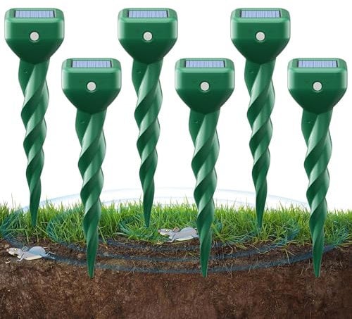 Maulwurf Vertreiber,Karbid Gegen Maulwürfe,Ultra Wirksamer Solar Maulwurf Vertreiber - Wetterfest und Umweltfreundlich Ideal für Gärten und Rasen(6 Stück)