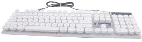 CAXUSD Clavier D'ordinateur USB Filaire Lumineux Touches Rondes, Design Créatif Et Portable, Adapté à Pc, Tablettes Et Téléphone, Couleur Blanche, Clavier Rétroéclairé Pratique pour Bureau Et Voyage