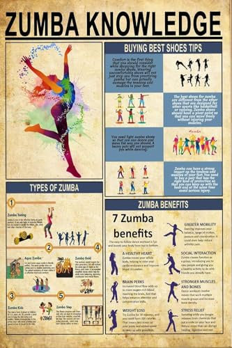 Zumba Knowledge Metall-Blechschilder, Tipps zum Kauf der besten Schuhe, Informationen, Retro-Poster, populärwissenschaftliche Diagramme, Wandtafeln, Dekoration für Zuhause, Klassenzimmer, Zimmer, Büro